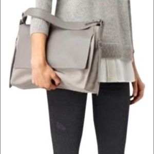 Allsaints Gray Suede Paradise Croc Satchel